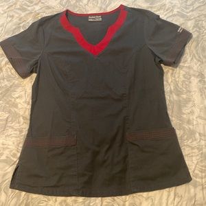 Butter Soft Stretch Gray Scrub Top